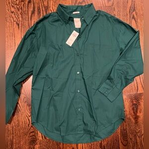 Abercrombie & Fitch Oversized Button-Up Shirt - Emerald Green - Size Small
